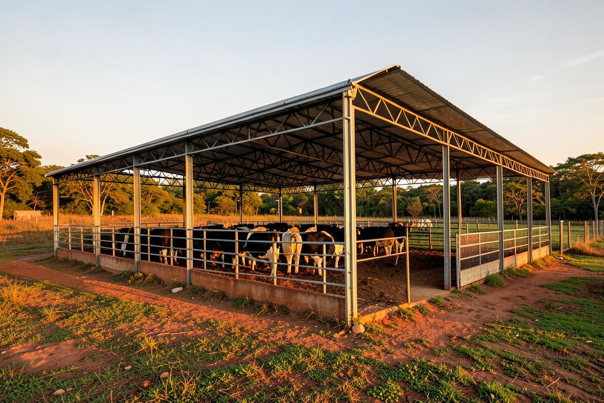 Estrutura metálica de barracão rural construída com aço Uberserra