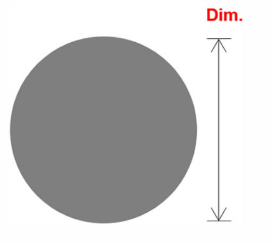 Desenho de dimensão da barra redonda