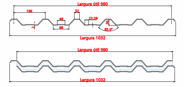 Telha Termoacústica Trapézio 40 - EPS